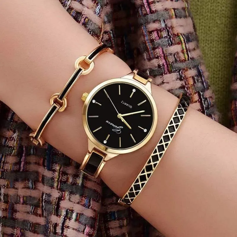 Uhr Frauen Rose Gold Armband Uhr Sets Luxus Einfache Damen Weibliche Mädchen Stunde Casual Quarz Armbanduhren
