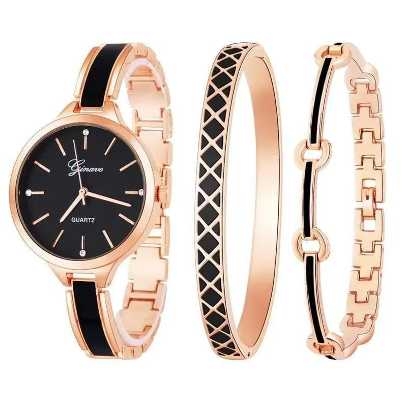 Uhr Frauen Rose Gold Armband Uhr Sets Luxus Einfache Damen Weibliche Mädchen Stunde Casual Quarz Armbanduhren