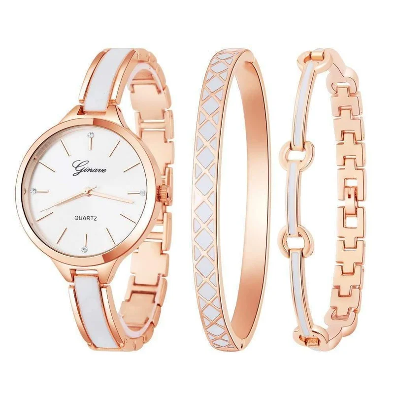 Uhr Frauen Rose Gold Armband Uhr Sets Luxus Einfache Damen Weibliche Mädchen Stunde Casual Quarz Armbanduhren