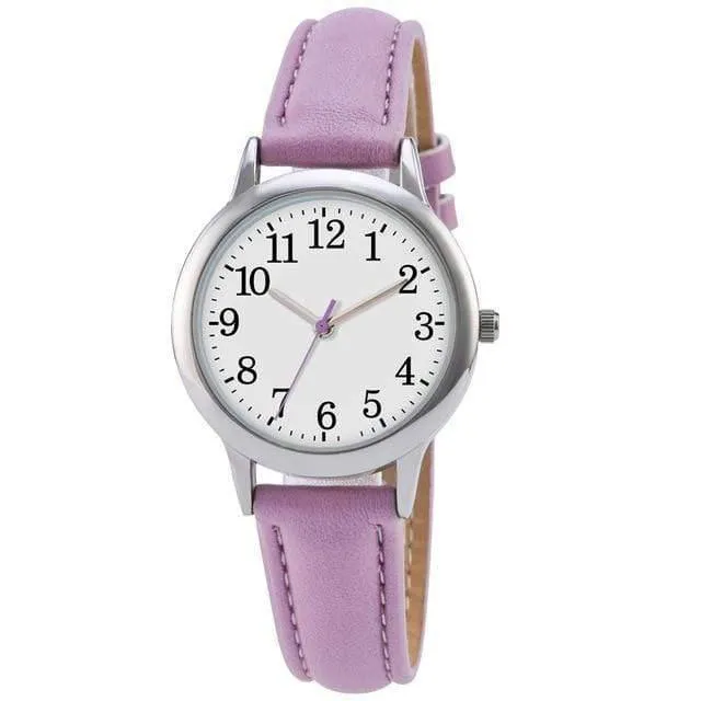Lady Style Damenuhr Candy Color Straps Lederband einfaches Zifferblatt