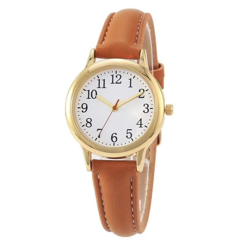 Lady Style Damenuhr Candy Color Straps Lederband einfaches Zifferblatt