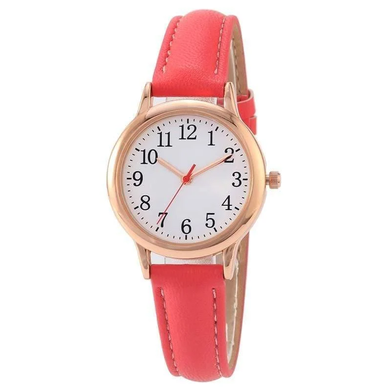Lady Style Damenuhr Candy Color Straps Lederband einfaches Zifferblatt