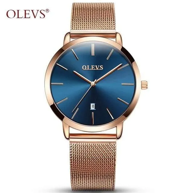 Frau Uhr Marke Weibliche Uhr Goldene Edelstahl Damen Ultra dünne Quarz Handgelenk Uhren Luxus Wasserdicht Uhr