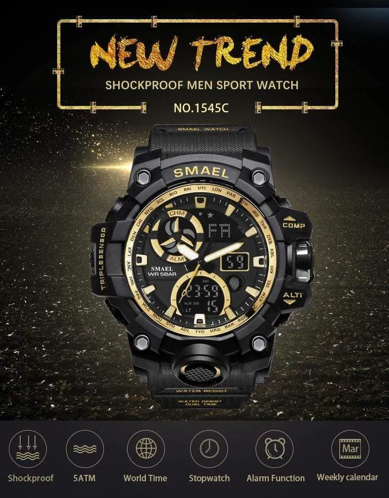 Uhren Marke Digitale Hintergrundbeleuchtung Relogio Masculino Uhr Männer Military LED Armbanduhren 1545C Militär Uhr Männer Wasserdicht