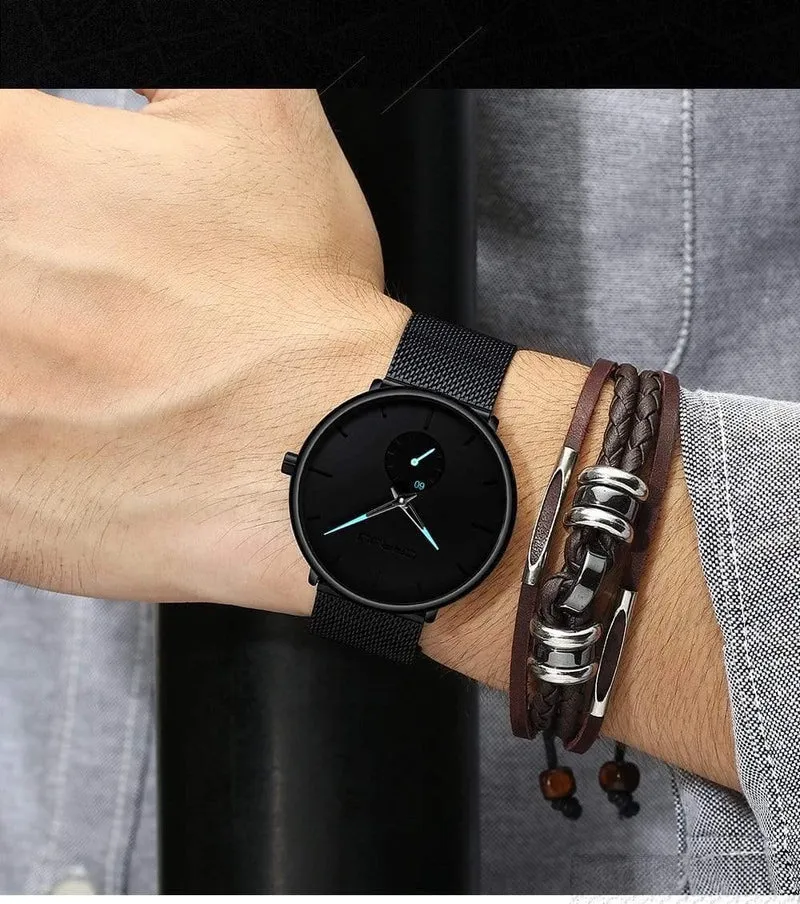 Herrenuhren Top-marke Luxus Quarzuhr Männer Beiläufige Dünne Mesh Stahl Wasserdichte Sportuhr Relogio Masculino