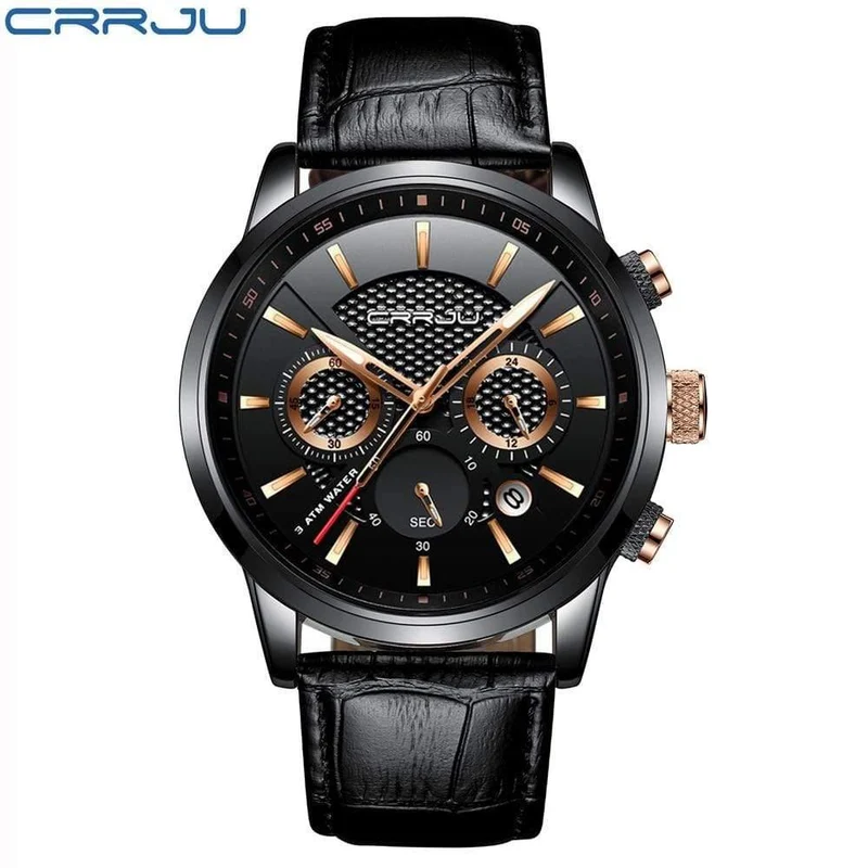 Herrenuhren, analoge Quarz-Armbanduhren, 30 m wasserdicht, Chronograph, Sport, Datum, Lederband, Uhren, montre homme