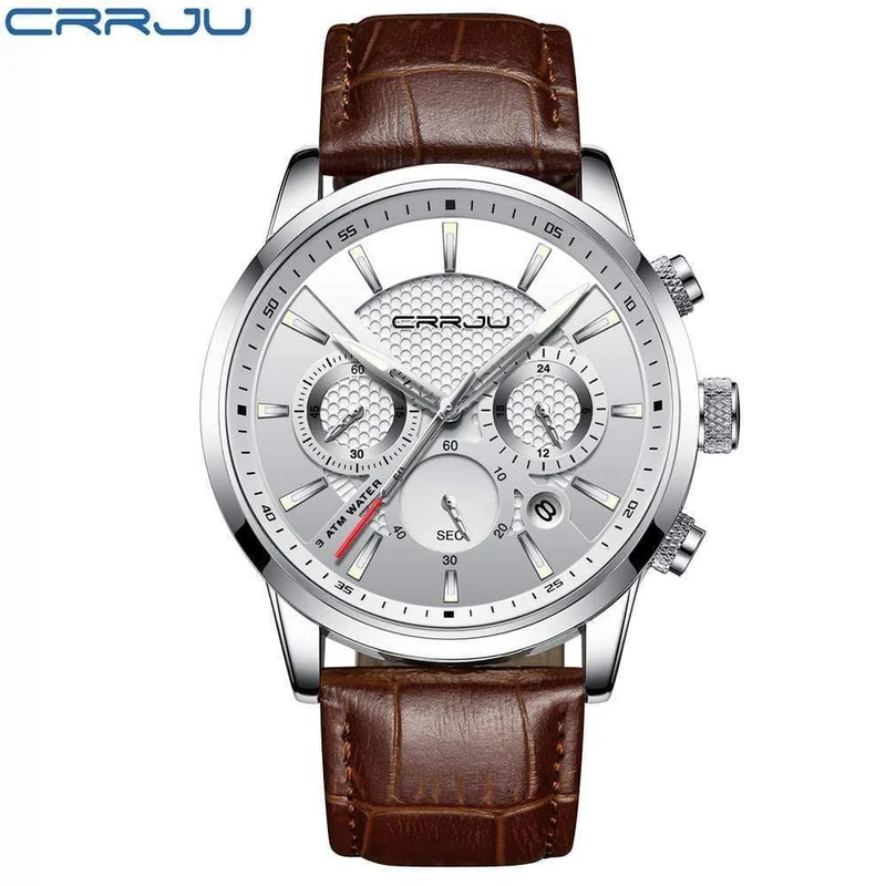 Herrenuhren, analoge Quarz-Armbanduhren, 30 m wasserdicht, Chronograph, Sport, Datum, Lederband, Uhren, montre homme