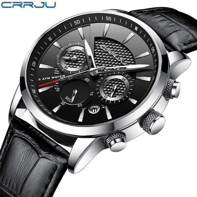 Herrenuhren, analoge Quarz-Armbanduhren, 30 m wasserdicht, Chronograph, Sport, Datum, Lederband, Uhren, montre homme