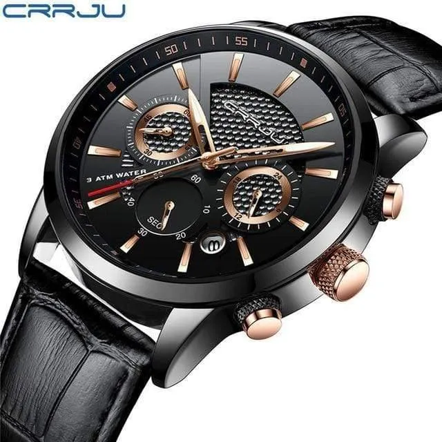 Herrenuhren, analoge Quarz-Armbanduhren, 30 m wasserdicht, Chronograph, Sport, Datum, Lederband, Uhren, montre homme