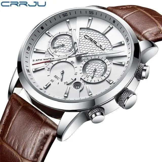 Herrenuhren, analoge Quarz-Armbanduhren, 30 m wasserdicht, Chronograph, Sport, Datum, Lederband, Uhren, montre homme