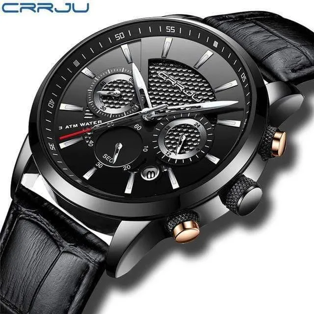 Herrenuhren, analoge Quarz-Armbanduhren, 30 m wasserdicht, Chronograph, Sport, Datum, Lederband, Uhren, montre homme