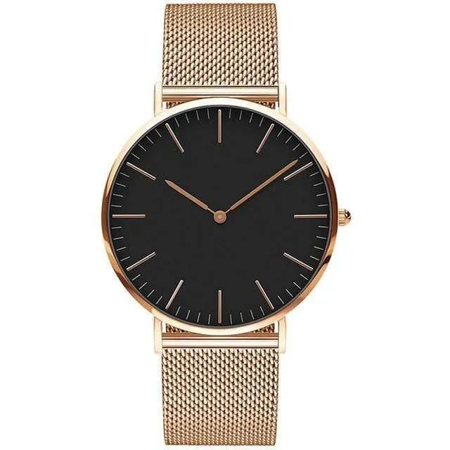 Herrenuhr mit Edelstahlarmband, Quarzuhr, modisch, Roségold, Silber, Herrenuhr, Stil, Herren-Kleideruhr, 40 mm