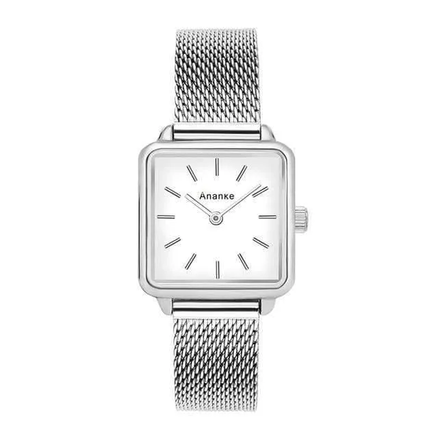 Edelstahlgewebe Uhr Dame Einfache Wasserdichte Armbanduhr Japanisches Quarzwerk Montres Femme
