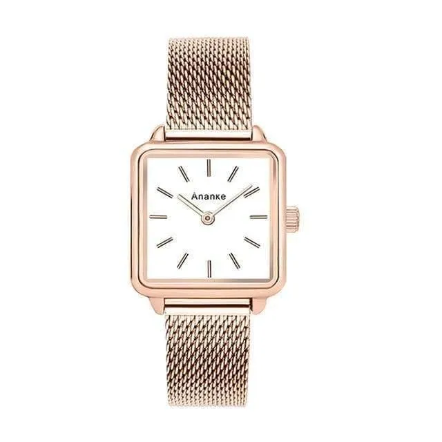 Edelstahlgewebe Uhr Dame Einfache Wasserdichte Armbanduhr Japanisches Quarzwerk Montres Femme