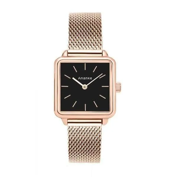 Edelstahlgewebe Uhr Dame Einfache Wasserdichte Armbanduhr Japanisches Quarzwerk Montres Femme