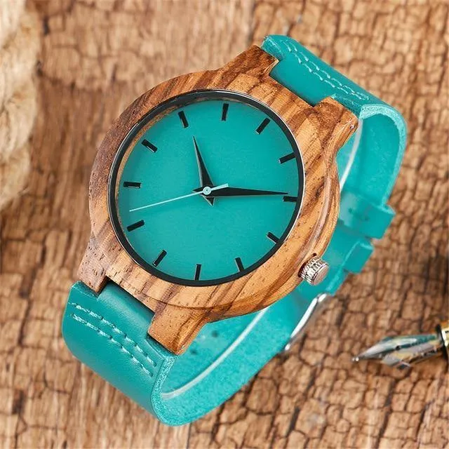 Holz Uhr für Männer Frauen Echtes Leder Armbanduhr Herren Quarzuhr Elegante Uhr Frauen Beste Geschenke für Liebhaber