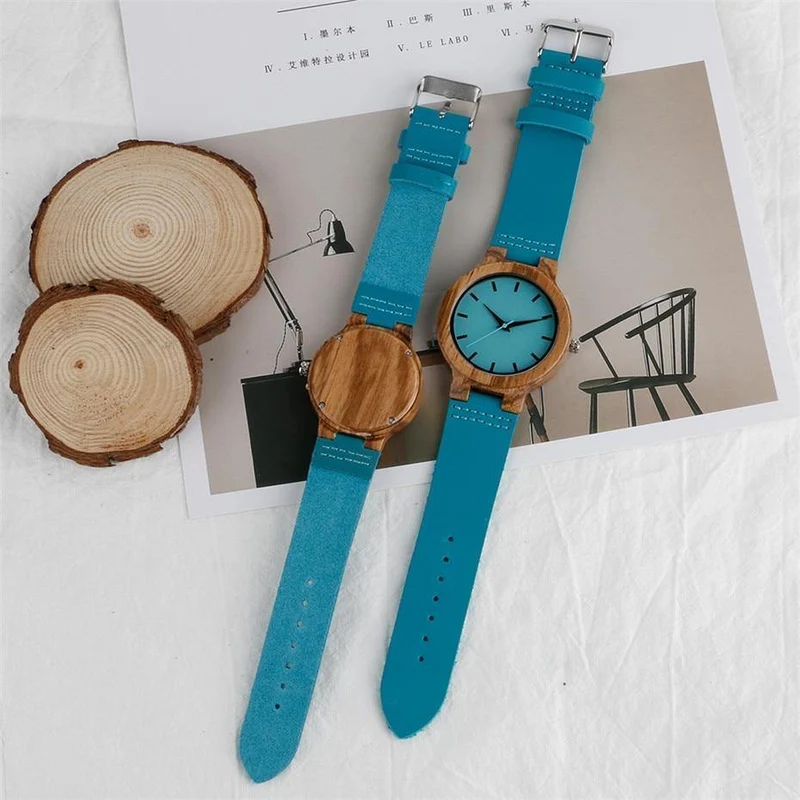 Holz Uhr für Männer Frauen Echtes Leder Armbanduhr Herren Quarzuhr Elegante Uhr Frauen Beste Geschenke für Liebhaber