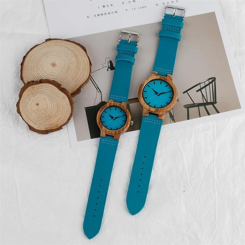 Holz Uhr für Männer Frauen Echtes Leder Armbanduhr Herren Quarzuhr Elegante Uhr Frauen Beste Geschenke für Liebhaber