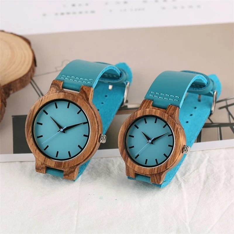 Holz Uhr für Männer Frauen Echtes Leder Armbanduhr Herren Quarzuhr Elegante Uhr Frauen Beste Geschenke für Liebhaber
