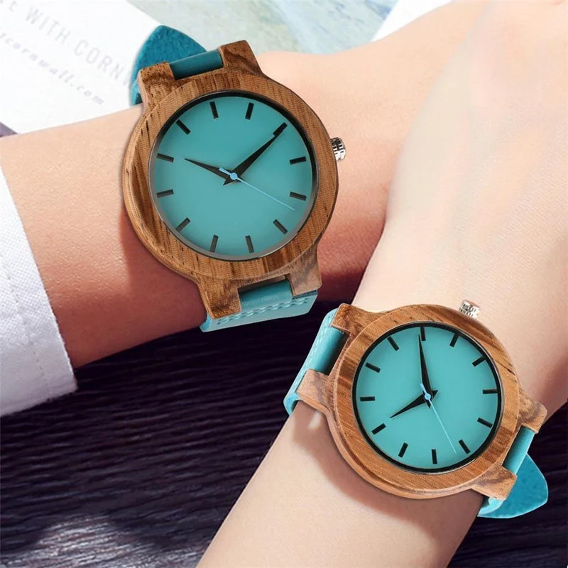 Holz Uhr für Männer Frauen Echtes Leder Armbanduhr Herren Quarzuhr Elegante Uhr Frauen Beste Geschenke für Liebhaber