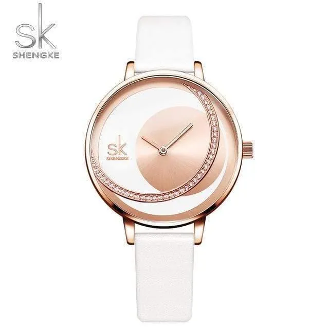 Frauen-Uhr-Art- und Weisewasserdichte Rhinestone-Dame Watch Elegant Unique Casual Stainless Steel Creative