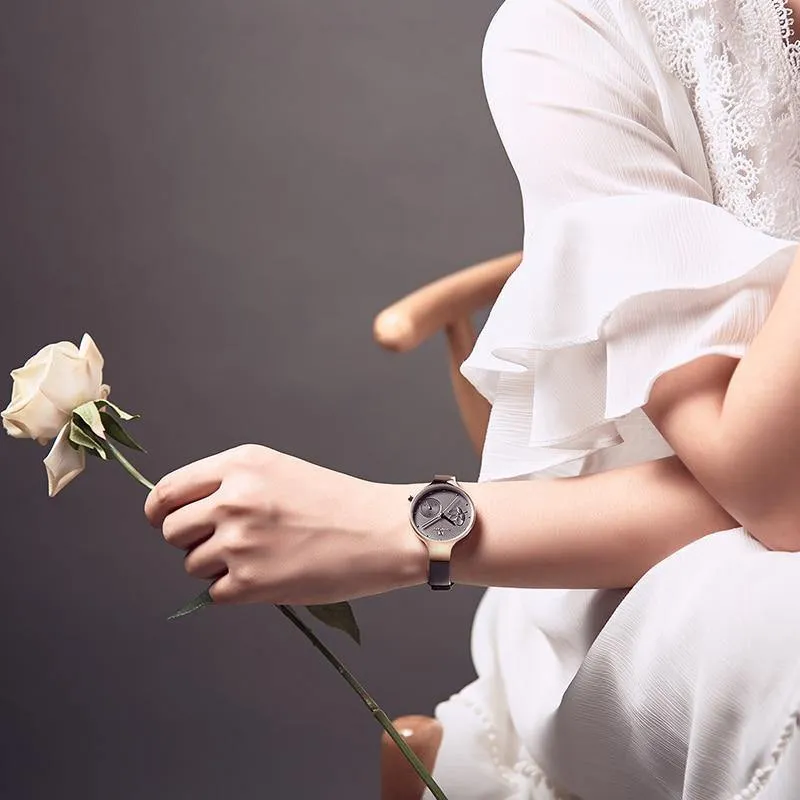 Frauen Mode Blau Quarzuhr Dame Leder Armband Hohe Qualität Casual Wasserdichte Armbanduhr Geschenk für Frau