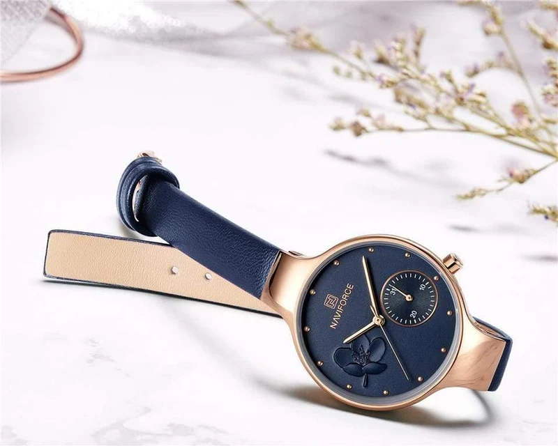Frauen Mode Blau Quarzuhr Dame Leder Armband Hohe Qualität Casual Wasserdichte Armbanduhr Geschenk für Frau