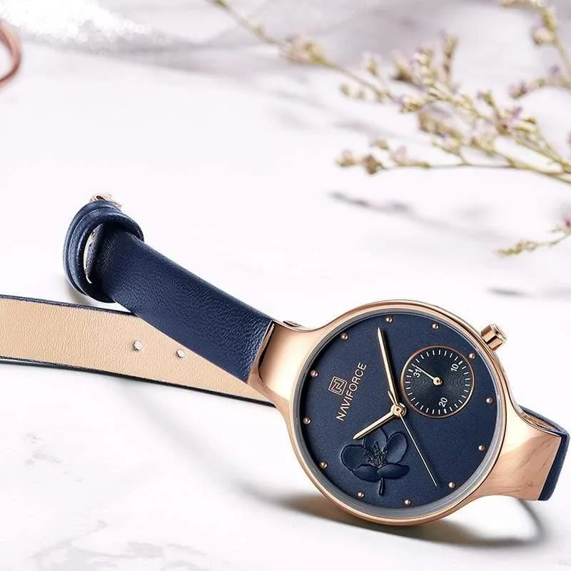 Frauen Mode Blau Quarzuhr Dame Leder Armband Hohe Qualität Casual Wasserdichte Armbanduhr Geschenk für Frau
