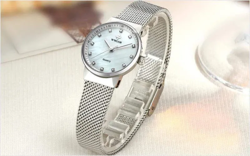 Frauen Uhren Quarz Wasserdicht Rose Gold Kleid Damen Uhr Frauen Marke Luxus Mesh Armband Armbanduhr Relogio feminino