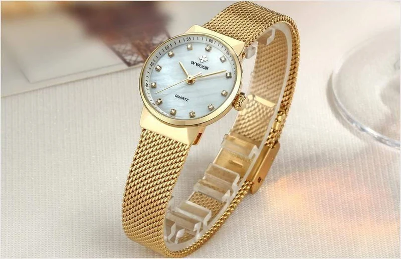 Frauen Uhren Quarz Wasserdicht Rose Gold Kleid Damen Uhr Frauen Marke Luxus Mesh Armband Armbanduhr Relogio feminino