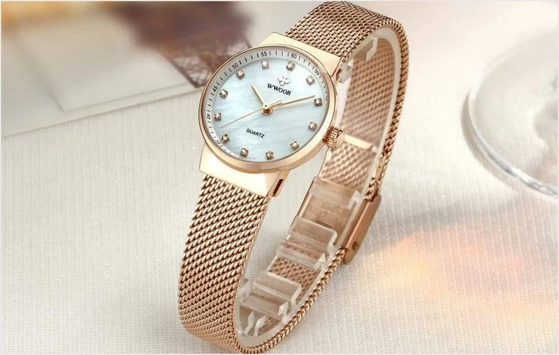 Frauen Uhren Quarz Wasserdicht Rose Gold Kleid Damen Uhr Frauen Marke Luxus Mesh Armband Armbanduhr Relogio feminino
