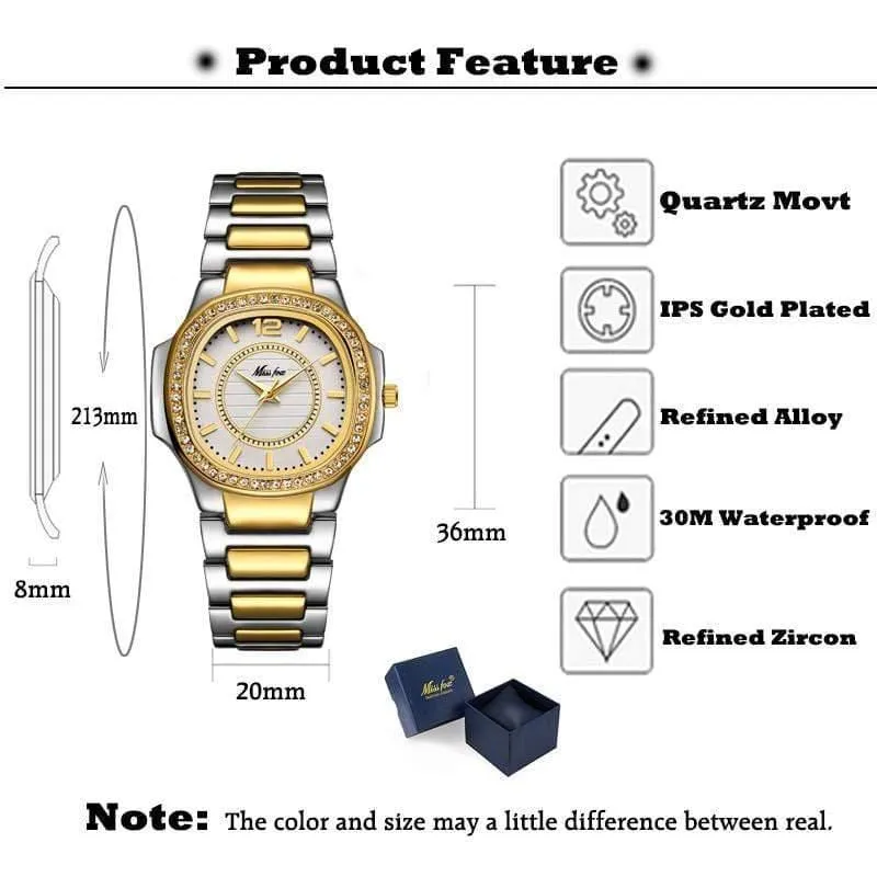 Uhren für Frauen Edelstahl Gold Damenuhr Diamant Armbanduhr Patek Armbanduhr