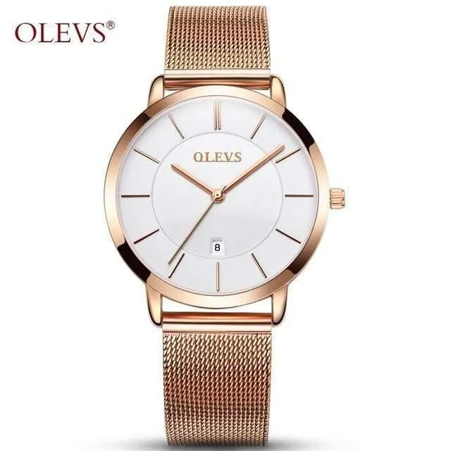 Damenuhr Marke Luxus Frauen Uhren Wasserdicht Rose Gold Edelstahl Quarz Kalender Armbanduhr montre femme