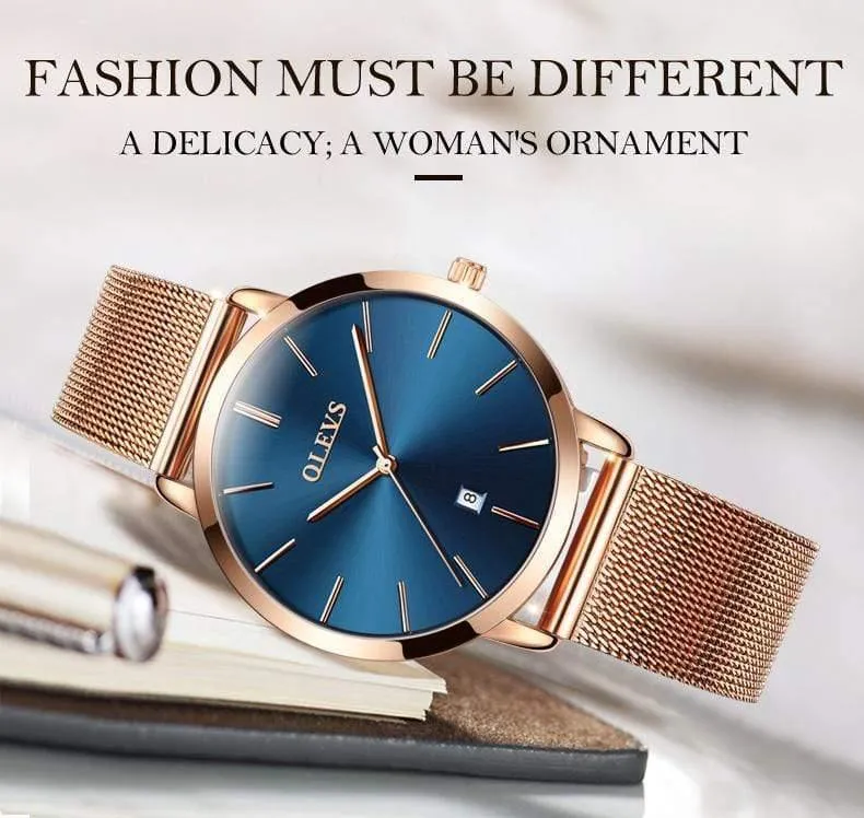 Damenuhr Marke Luxus Frauen Uhren Wasserdicht Rose Gold Edelstahl Quarz Kalender Armbanduhr montre femme