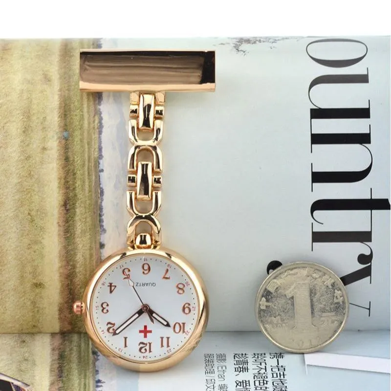 Krankenschwesteruhr Brosche Hängeuhren Krankenschwester Japan Quarzuhrwerk Männer Frauen Stahl Taschenuhr relogio