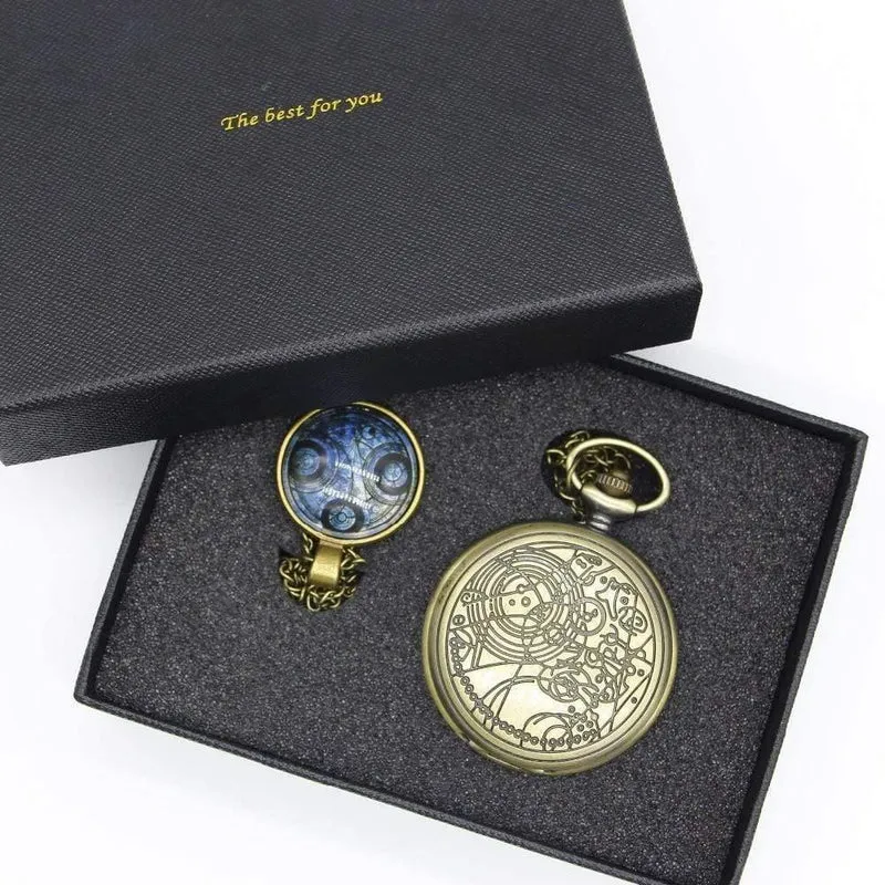 Taschenuhr-Mann-Quarz-Art- und Weisehalsketten-Anhänger mit Luxuxgeschenkkasten stellte #120805 ein