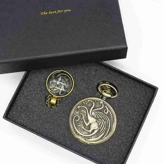 Taschenuhr-Mann-Quarz-Art- und Weisehalsketten-Anhänger mit Luxuxgeschenkkasten stellte #120805 ein