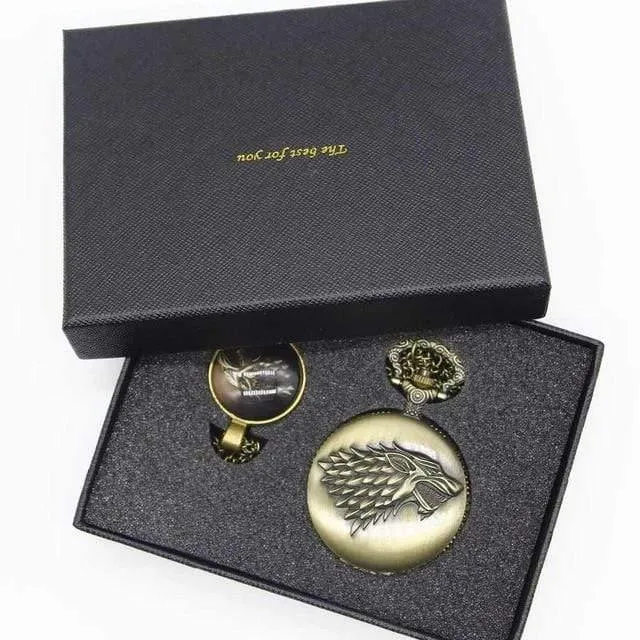 Taschenuhr-Mann-Quarz-Art- und Weisehalsketten-Anhänger mit Luxuxgeschenkkasten stellte #120805 ein