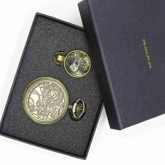 Taschenuhr-Mann-Quarz-Art- und Weisehalsketten-Anhänger mit Luxuxgeschenkkasten stellte #120805 ein