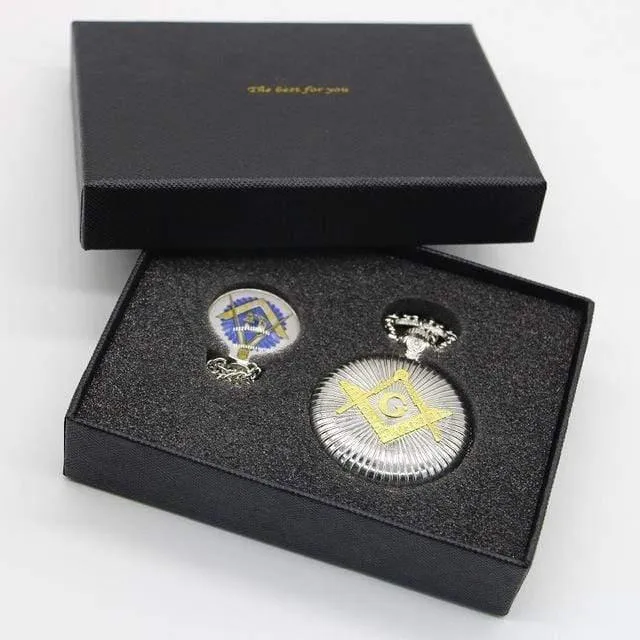 Taschenuhr-Mann-Quarz-Art- und Weisehalsketten-Anhänger mit Luxuxgeschenkkasten stellte #120805 ein