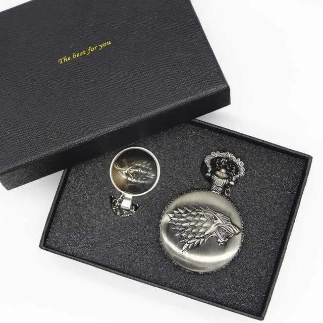 Taschenuhr-Mann-Quarz-Art- und Weisehalsketten-Anhänger mit Luxuxgeschenkkasten stellte #120805 ein