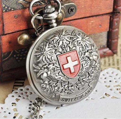 Rotes kreuz hohl hand wind mechanische taschenuhr klassische männer und frauen bronze ton für geburtstagsgeschenk