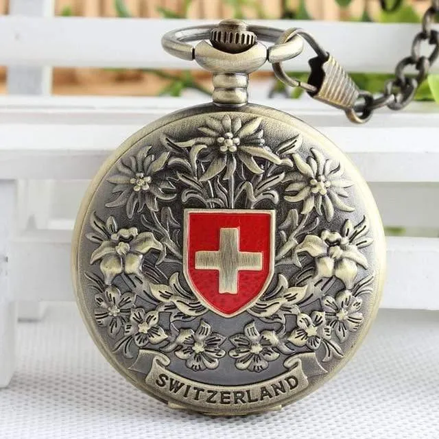 Rotes kreuz hohl hand wind mechanische taschenuhr klassische männer und frauen bronze ton für geburtstagsgeschenk