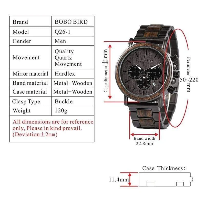 Holz Edelstahl Herrenuhr Stilvolle Holzuhren Chronograph Quarzuhren relogio masculino W-Q26