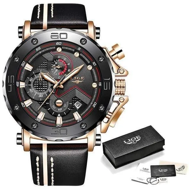 Herren Uhren Top Marke Luxus Große Zifferblatt Militär Quarz Uhr Leder Wasserdicht Sport Chronograph Uhr Männer