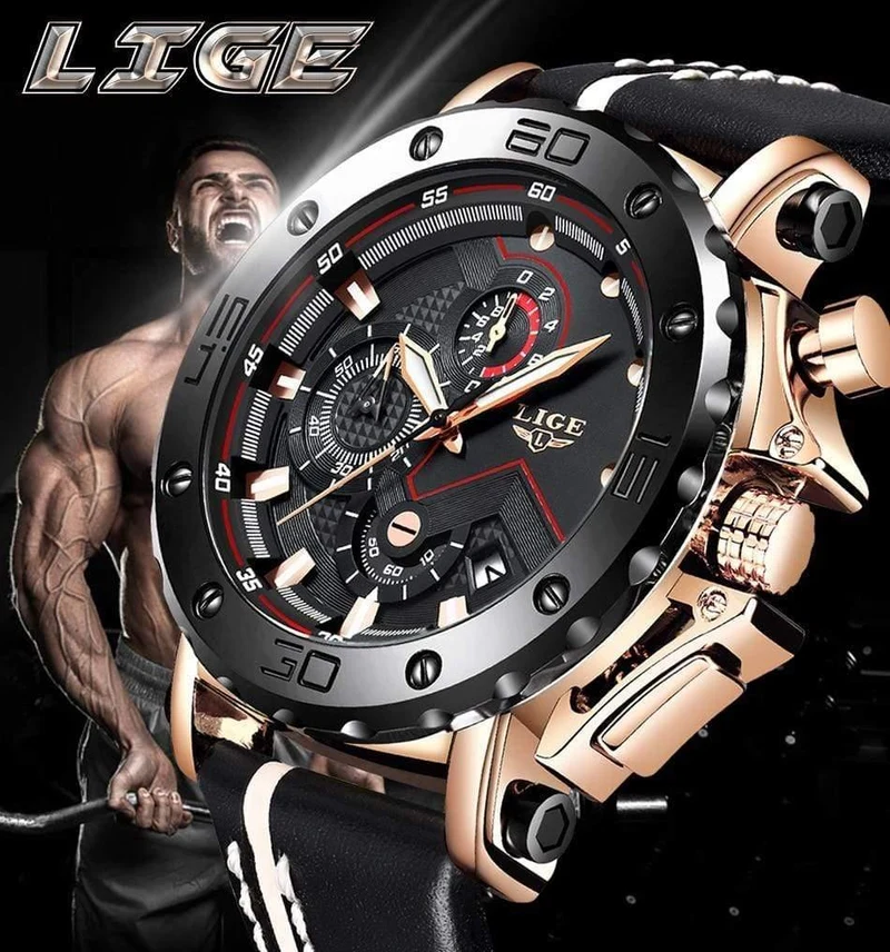 Herren Uhren Top Marke Luxus Große Zifferblatt Militär Quarz Uhr Leder Wasserdicht Sport Chronograph Uhr Männer