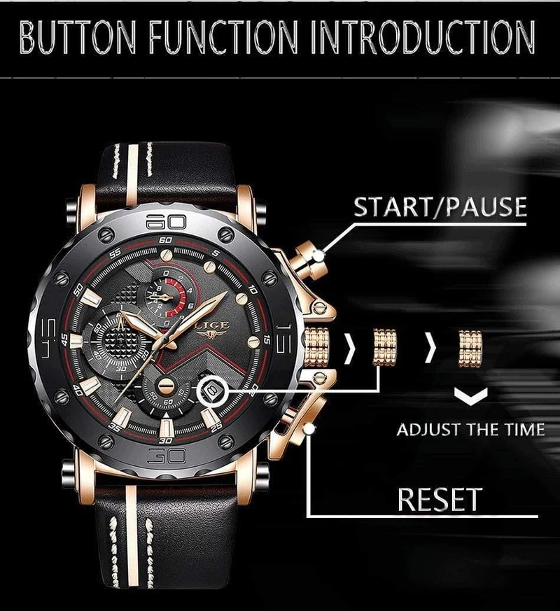 Herren Uhren Top Marke Luxus Große Zifferblatt Militär Quarz Uhr Leder Wasserdicht Sport Chronograph Uhr Männer