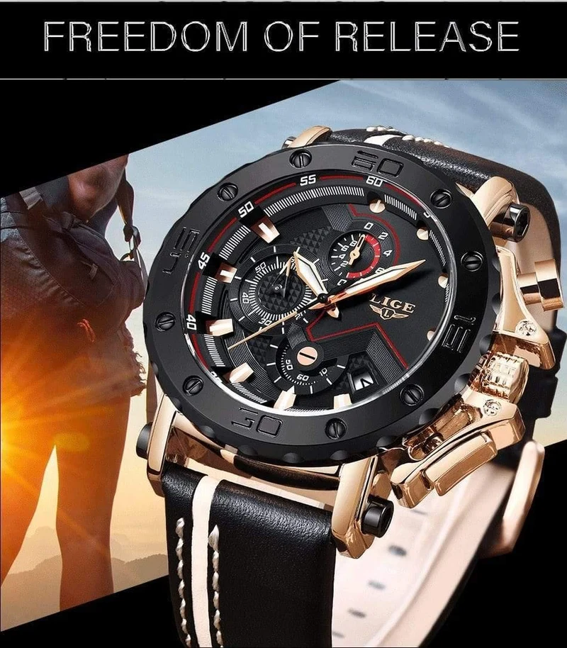Herren Uhren Top Marke Luxus Große Zifferblatt Militär Quarz Uhr Leder Wasserdicht Sport Chronograph Uhr Männer