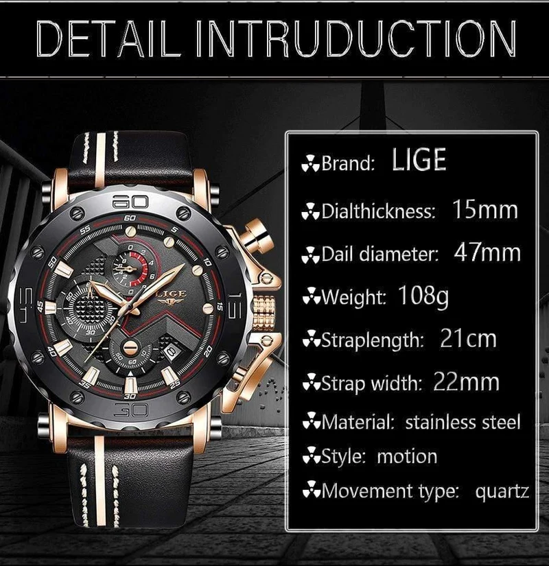 Herren Uhren Top Marke Luxus Große Zifferblatt Militär Quarz Uhr Leder Wasserdicht Sport Chronograph Uhr Männer