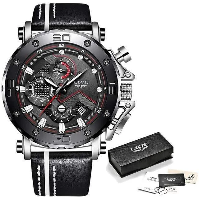 Herren Uhren Top Marke Luxus Große Zifferblatt Militär Quarz Uhr Leder Wasserdicht Sport Chronograph Uhr Männer
